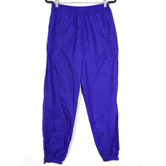 NIKE VINTAGE Track Pants LARGE S20509 BUS Ankle Zip Elastic Hem Blue Nylon 90’s